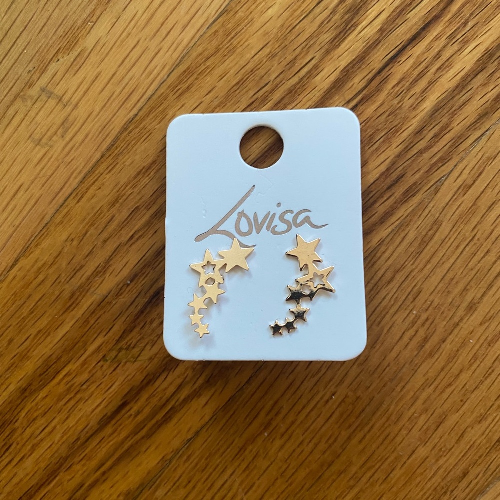 Cascading gold star earrings